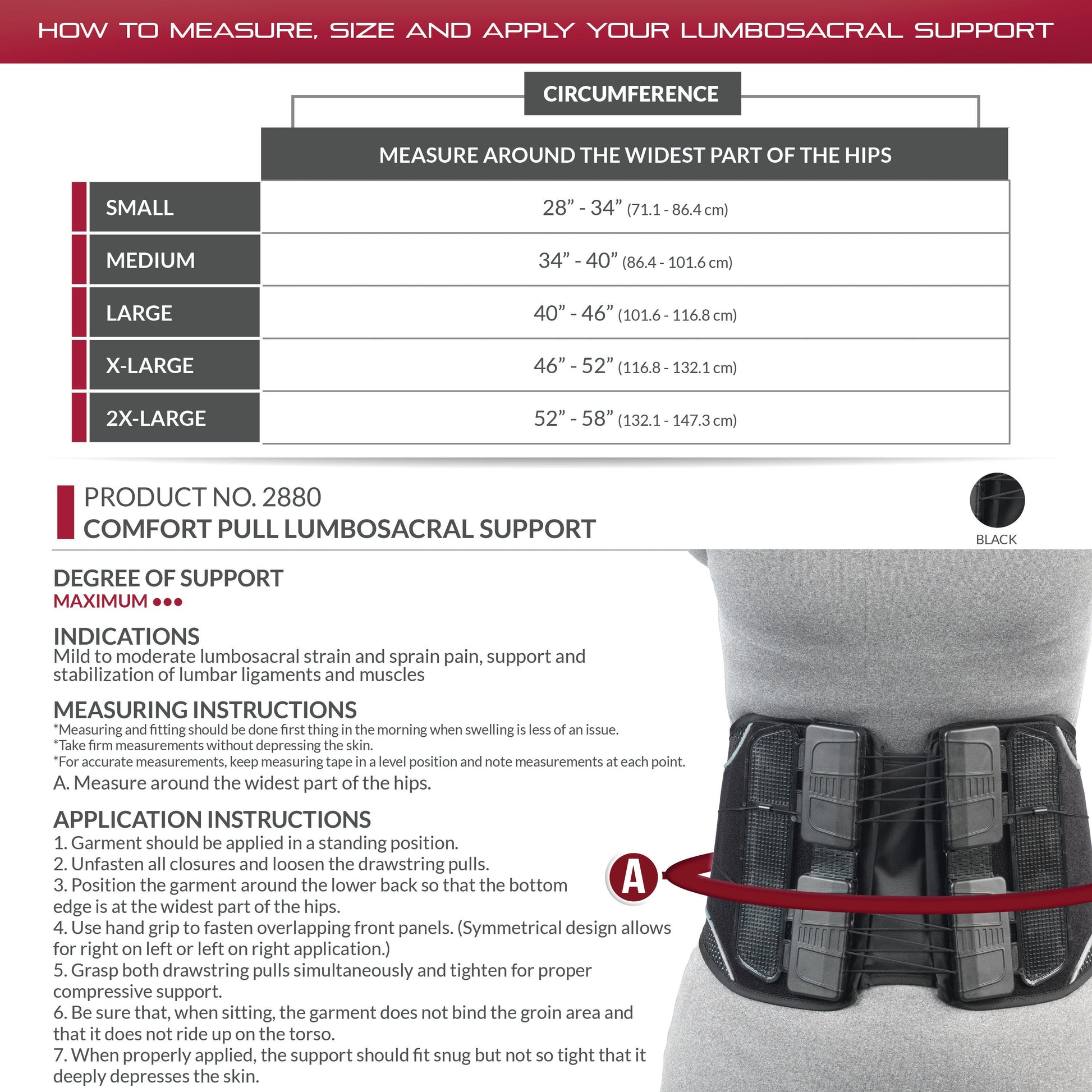 2880 / COMFORT PULL LUMBOSACRAL SUPPORT