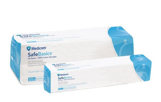 2 x 2" Ritmed 100% Cotton Gauze Sponges Non-Sterile 8 Ply | B3001
