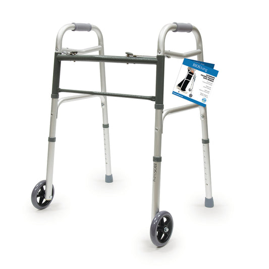BIOS Living Folding Walker with Wheels and Adjustable Height