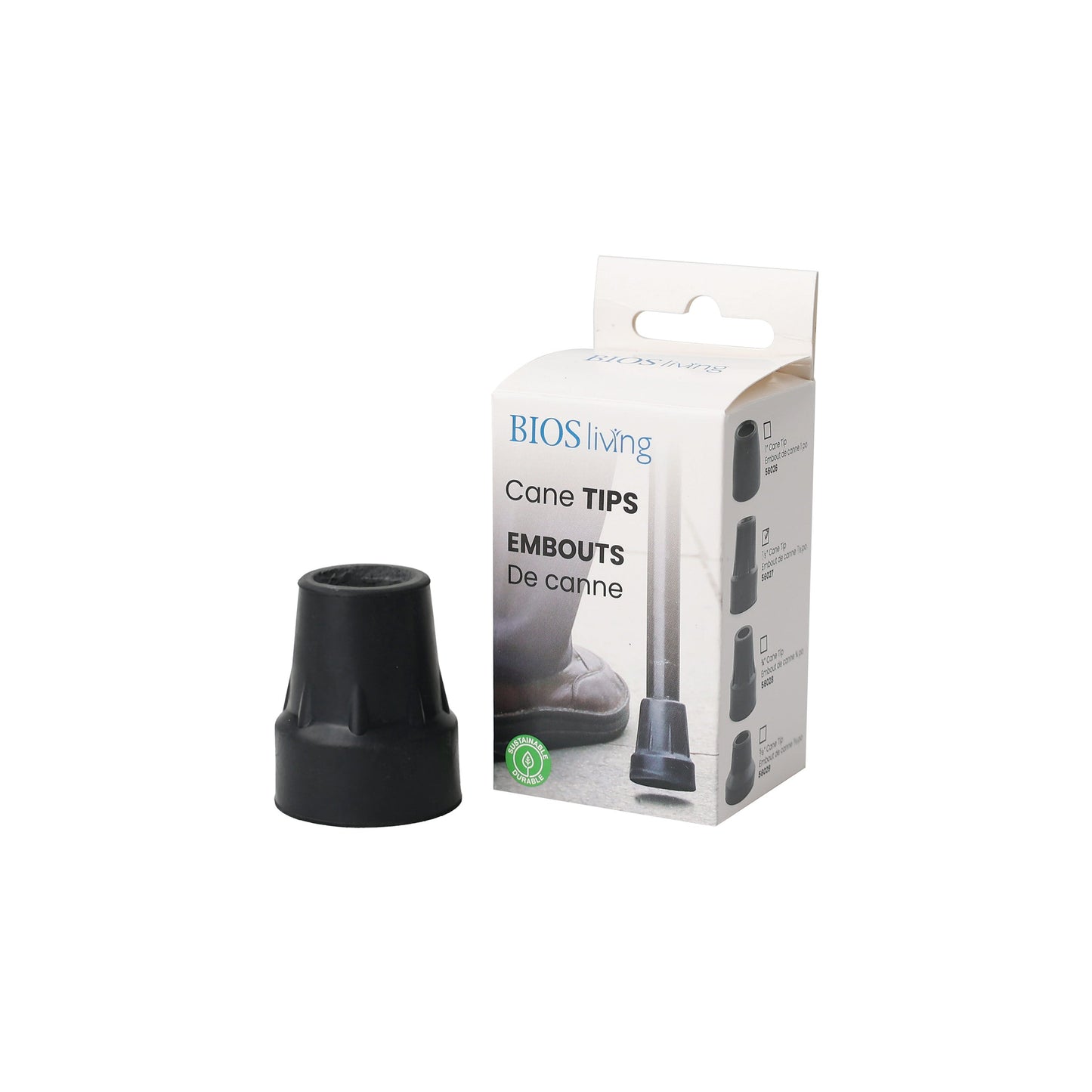 BIOS Living Rubber Cane Tip for Canes, Walkers and Crutches