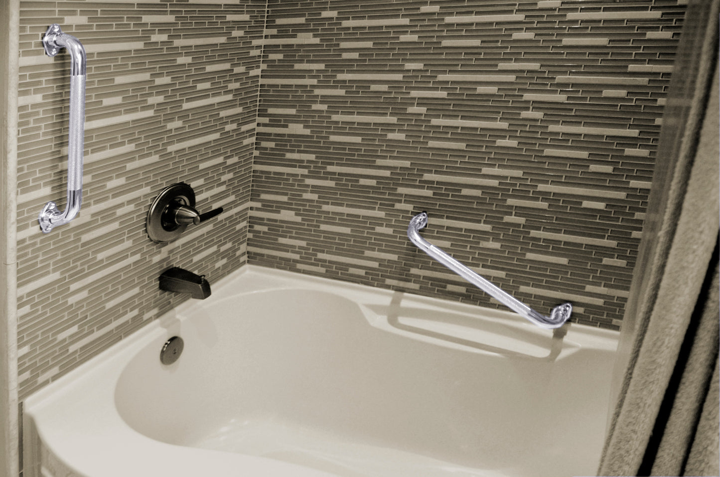 BIOS Living Chrome Grab Bars for Bathtub and Toilet Safety with Anti-Slip Finish