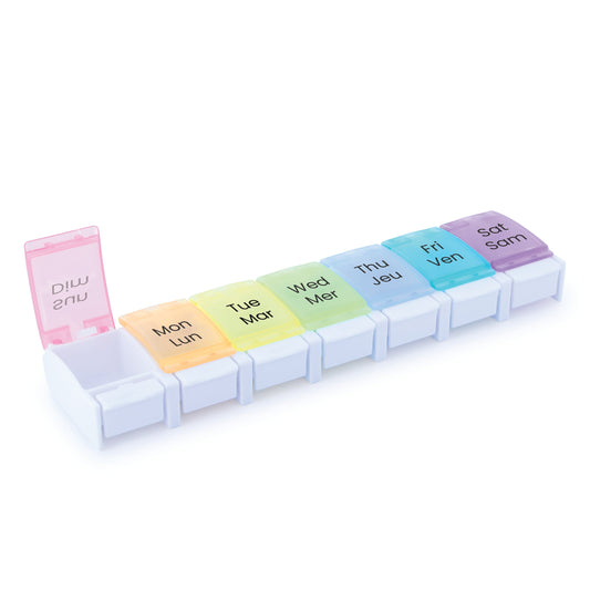 BIOS Living 7-Day Pillbox with Easy-Open Tab and Colour-Coded Compartments