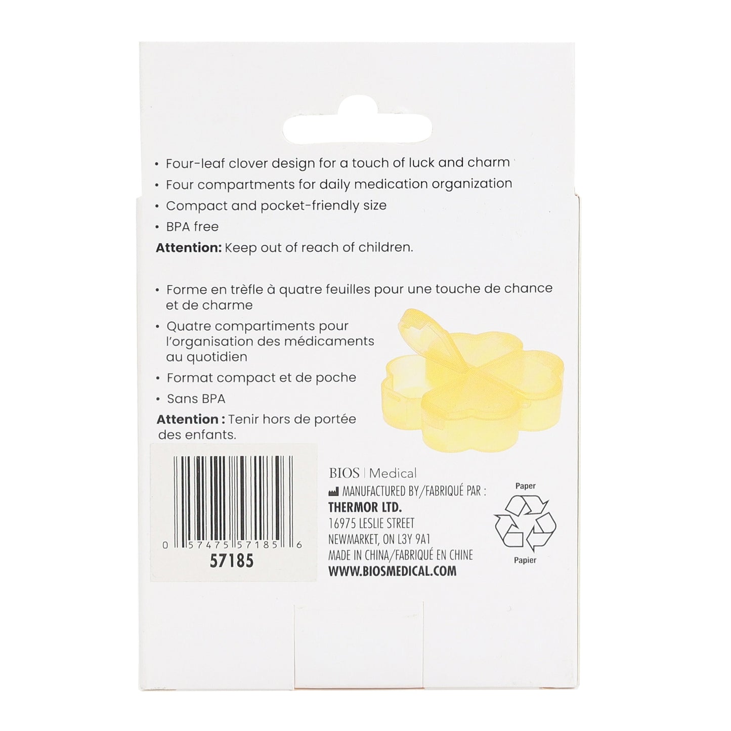 4 Leaf Clover Pillbox in Yellow