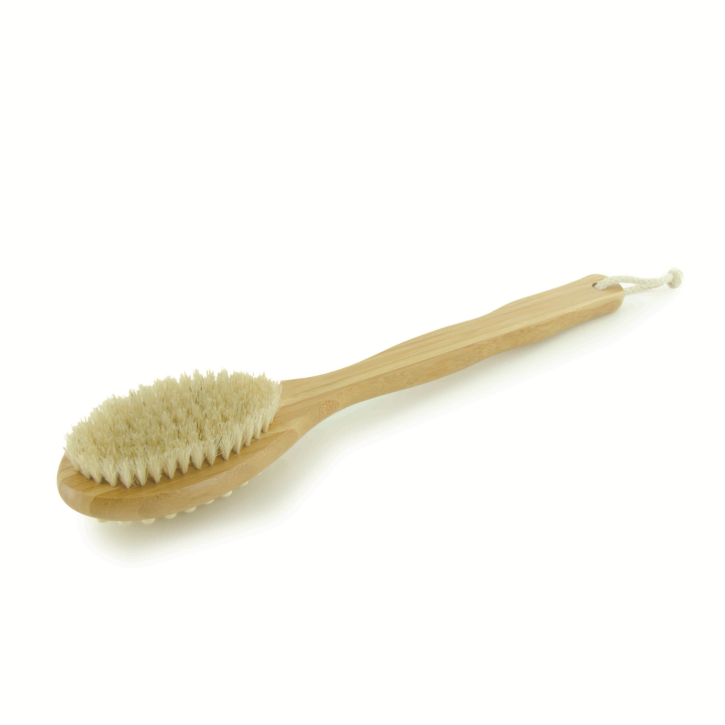 BIOS Living Long-Handle Bamboo Body Brush with Massaging Head and Natural Bristles