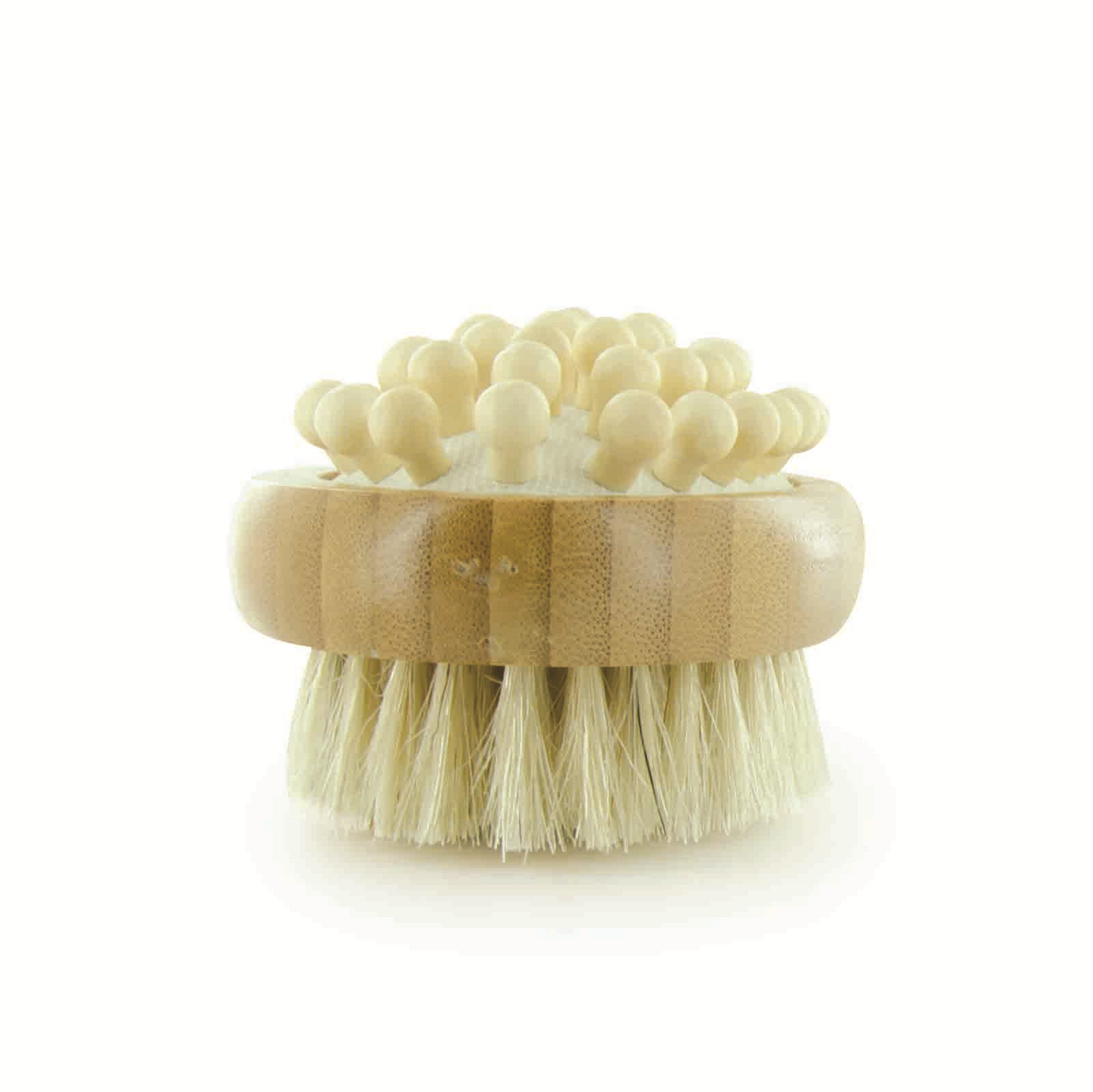 BIOS Living Long-Handle Bamboo Body Brush with Massaging Head and Natural Bristles