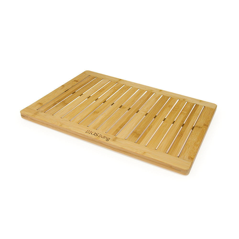 BIOS Living Bamboo Shower Crate Mat with Elevated Design for Water Drainage