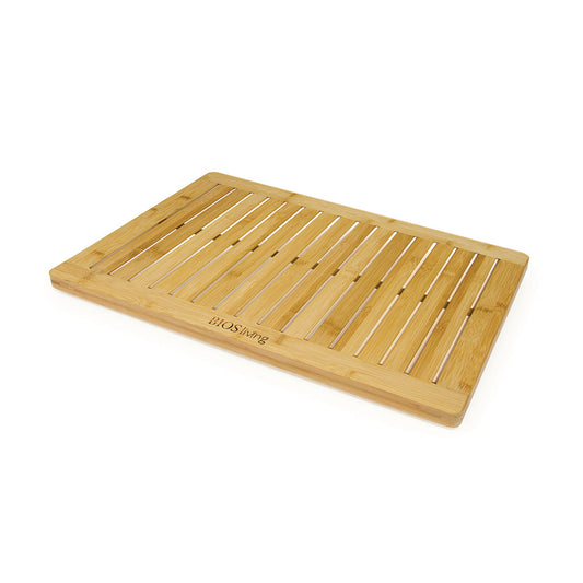 BIOS Living Bamboo Shower Crate Mat with Elevated Design for Water Drainage