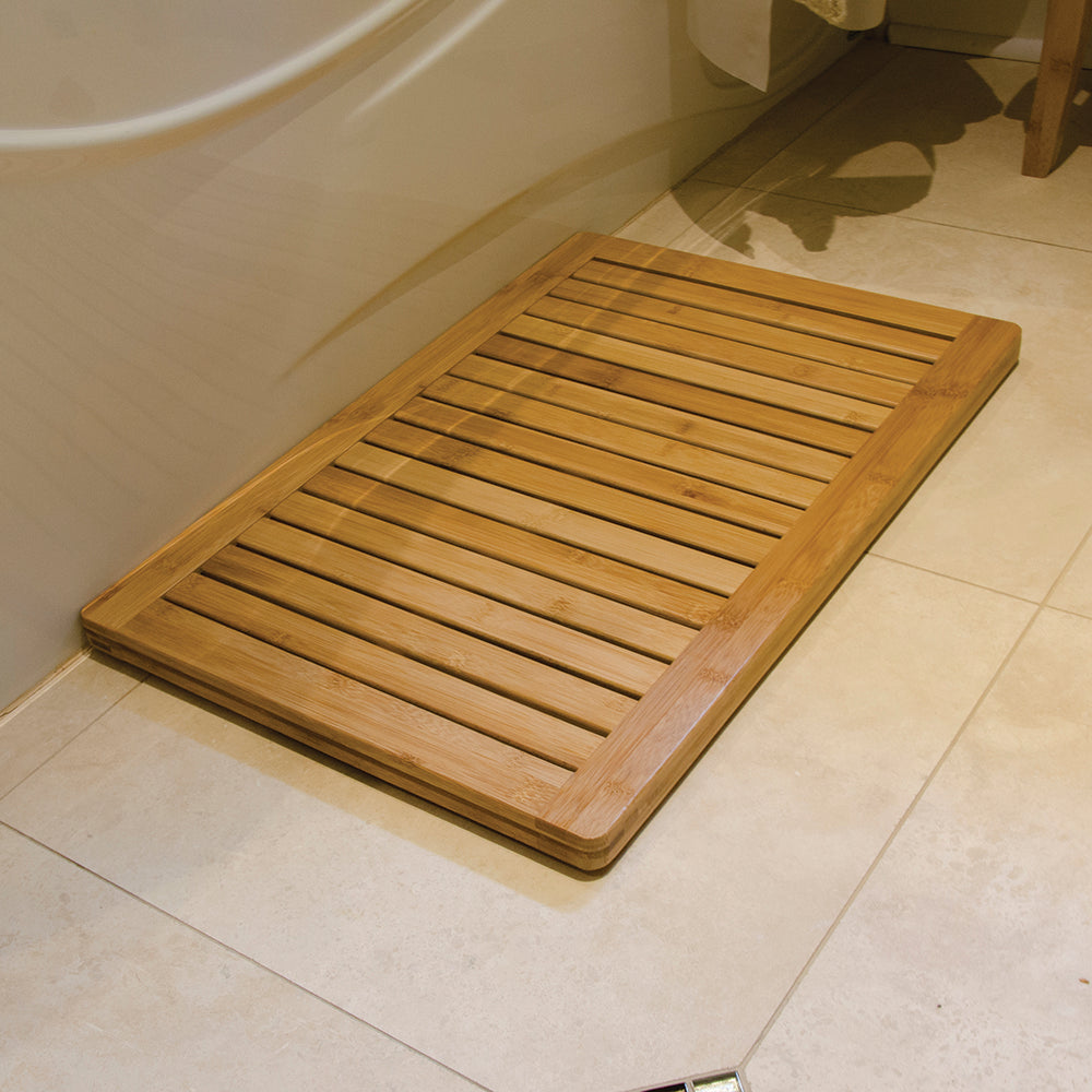 BIOS Living Bamboo Shower Crate Mat with Elevated Design for Water Drainage