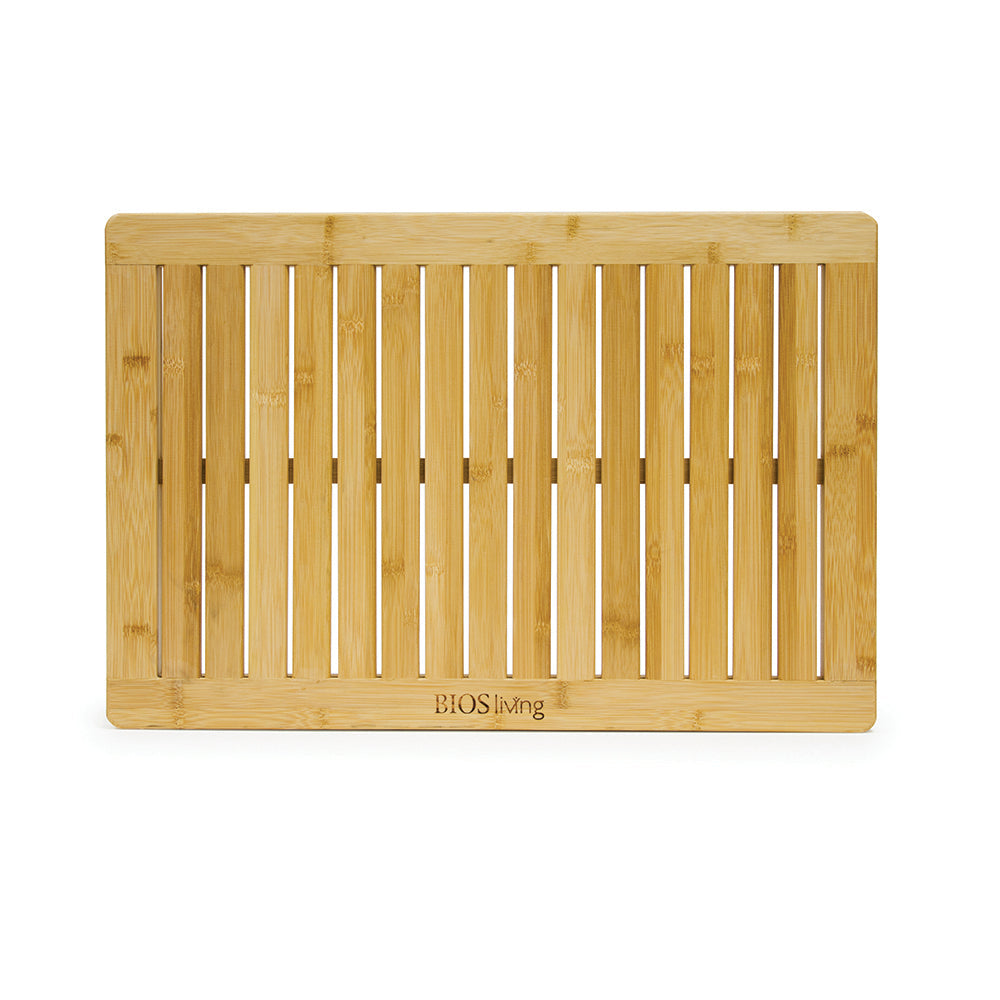 BIOS Living Bamboo Shower Crate Mat with Elevated Design for Water Drainage