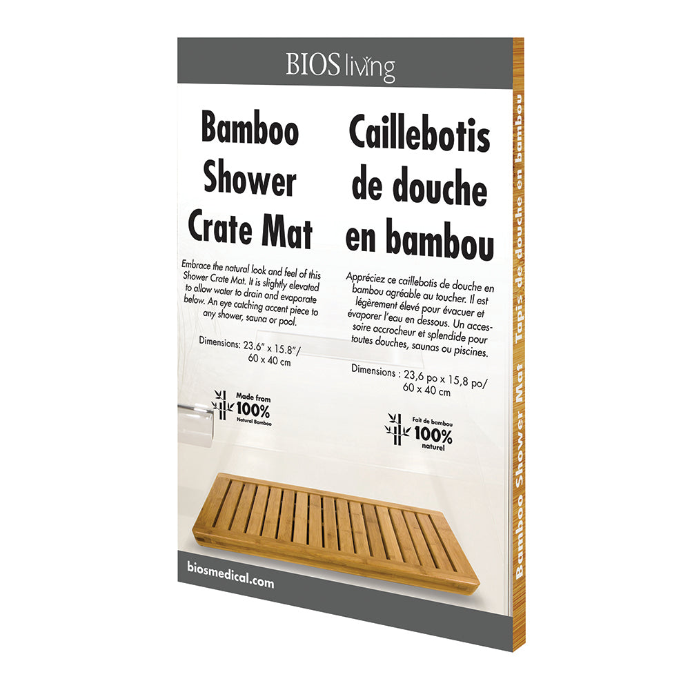 BIOS Living Bamboo Shower Crate Mat with Elevated Design for Water Drainage