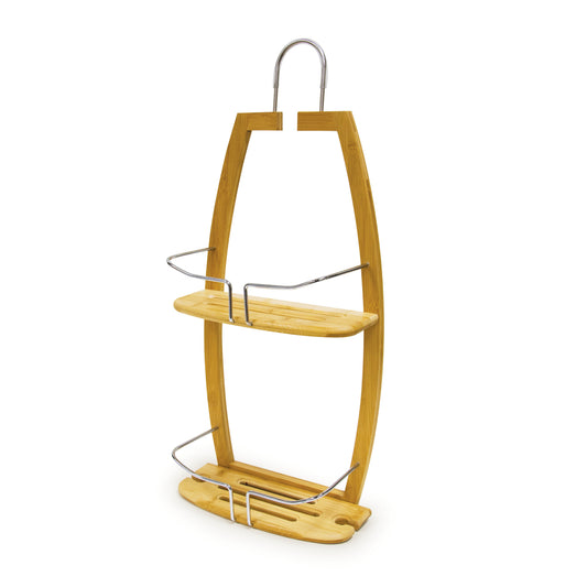 BIOS Living Bamboo Shower Caddy with Rust-Free Aluminum Frame and Anti-Slip Ring