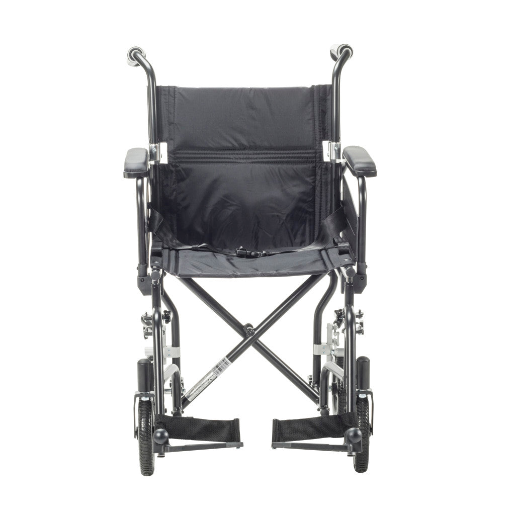 Airgo Comfort-Plus Lightweight Transport Chair – Flip-Back Arms, Shock-Absorbing Wheels, 300 lb