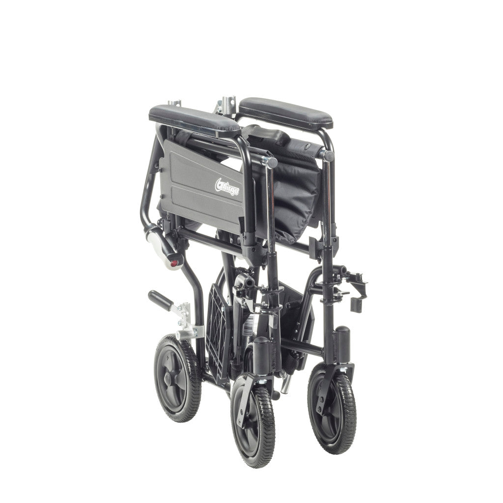 Airgo Comfort-Plus Lightweight Transport Chair – Flip-Back Arms, Shock-Absorbing Wheels, 300 lb