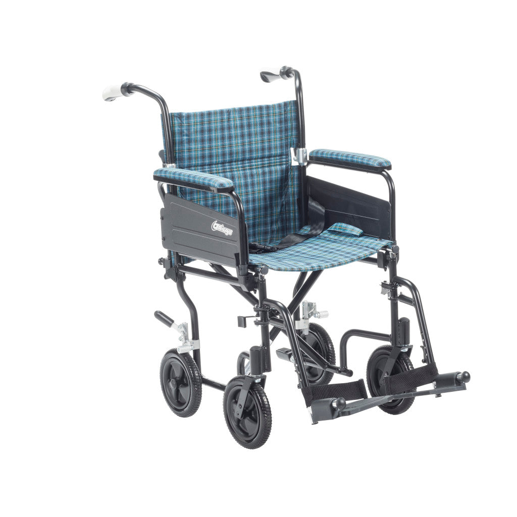 Airgo Comfort-Plus Lightweight Transport Chair – Flip-Back Arms, Shock-Absorbing Wheels, 300 lb