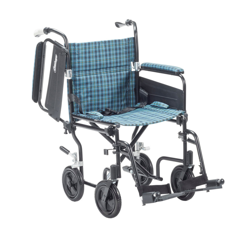 Airgo Comfort-Plus Lightweight Transport Chair – Flip-Back Arms, Shock-Absorbing Wheels, 300 lb