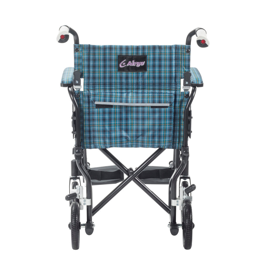 Airgo Comfort-Plus Lightweight Transport Chair – Flip-Back Arms, Shock-Absorbing Wheels, 300 lb