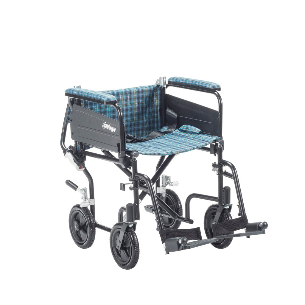 Airgo Comfort-Plus Lightweight Transport Chair – Flip-Back Arms, Shock-Absorbing Wheels, 300 lb