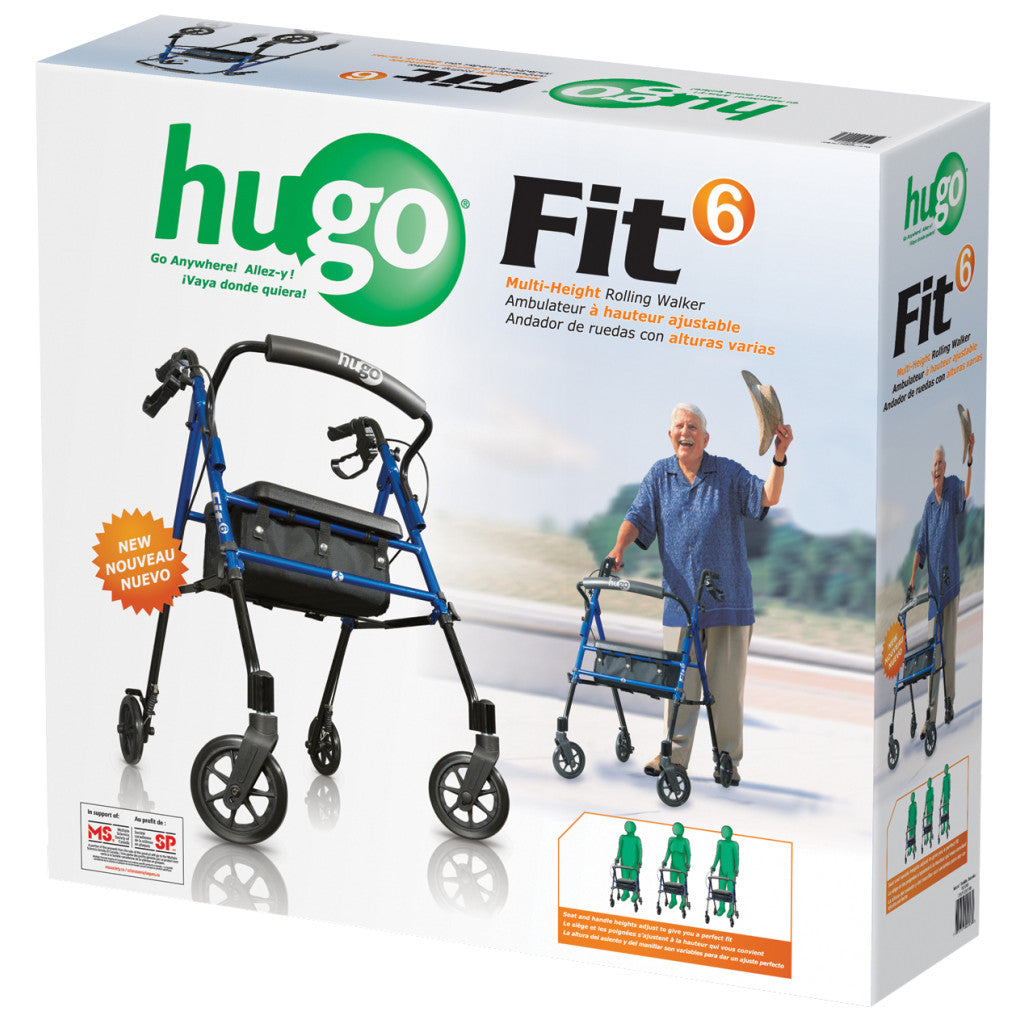 Hugo Fit 6 Rolling walker with a Seat