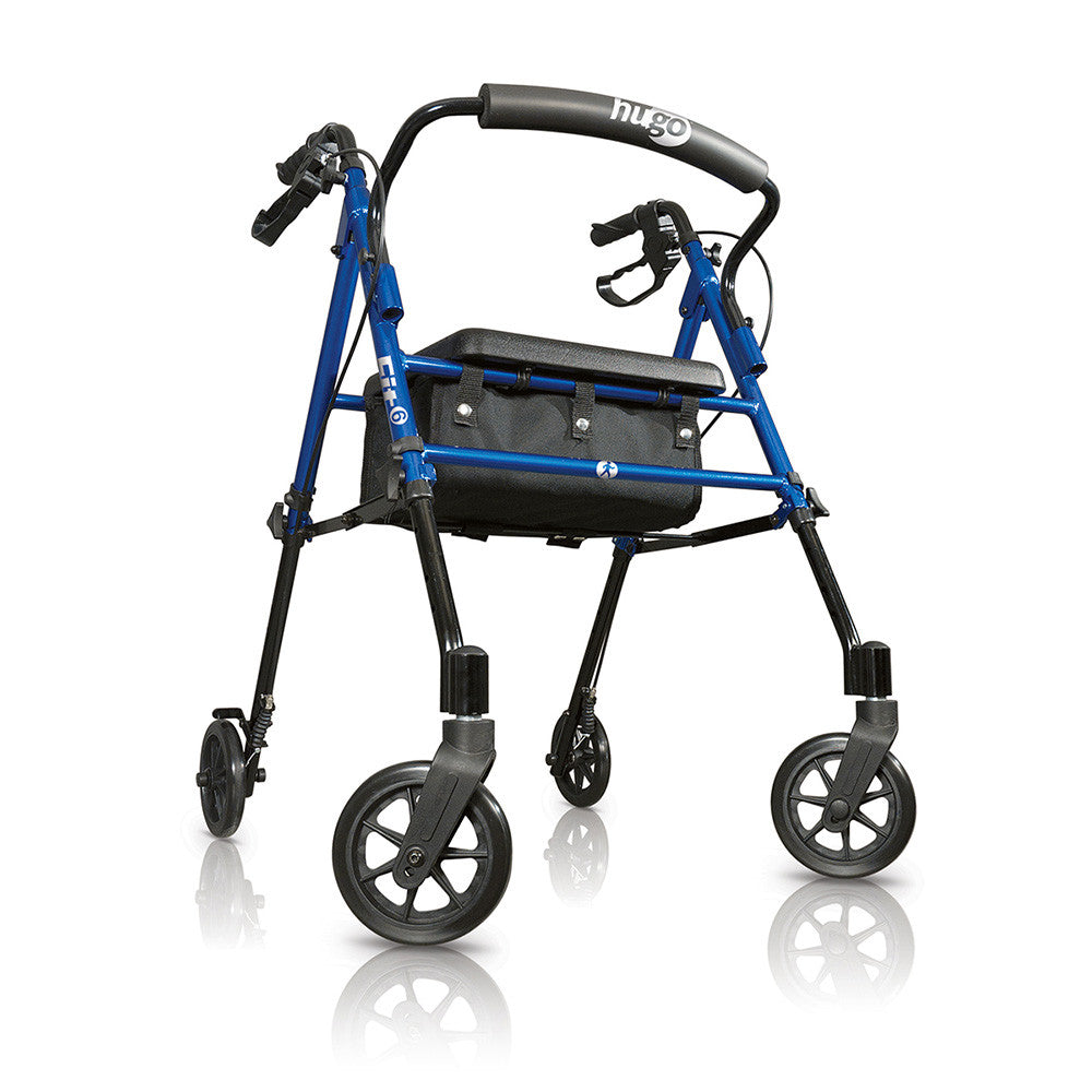 Fit Walker Rollator with Padded Seat, Backrest and Storage Bag, Pacific Blue