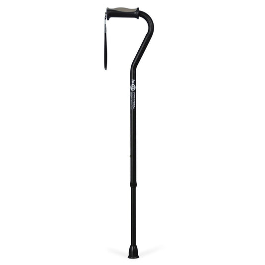 Adjustable Offset Handle Cane with Reflective Strap, Ebony