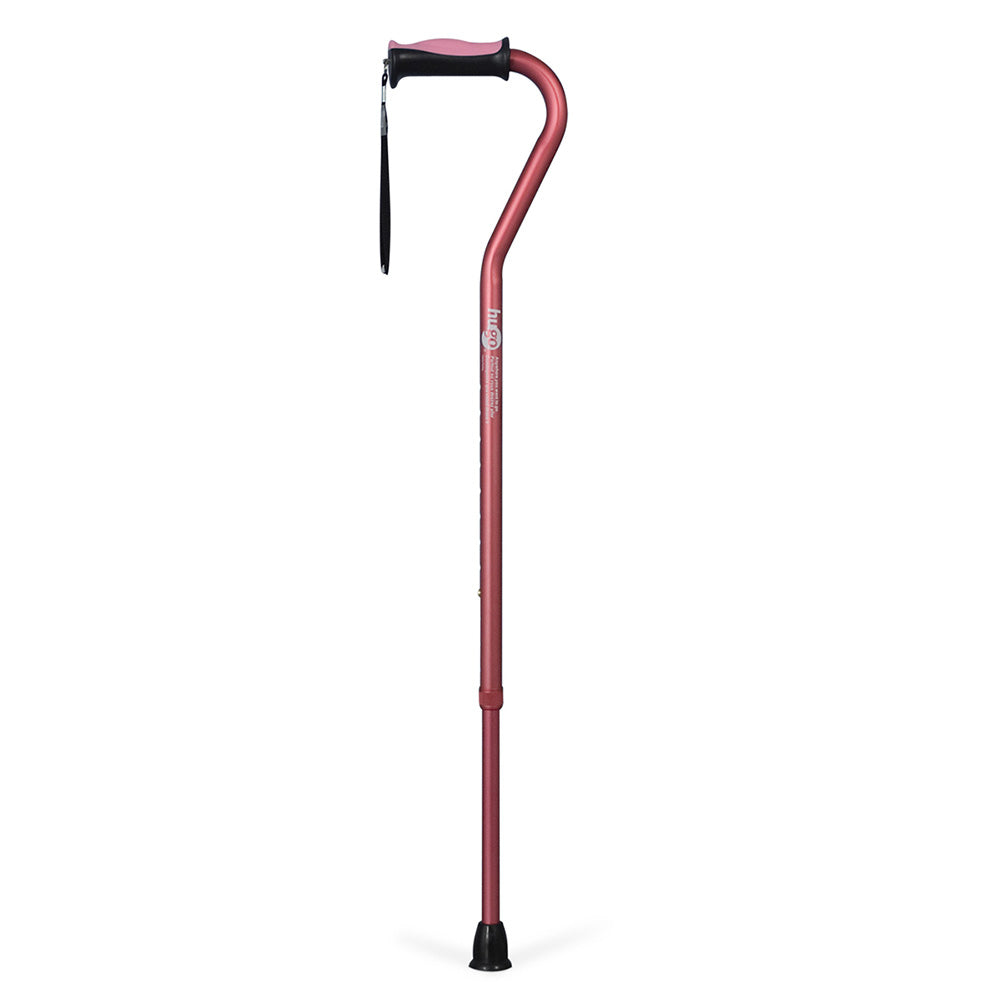 Adjustable Offset Handle Cane with Reflective Strap, Rose