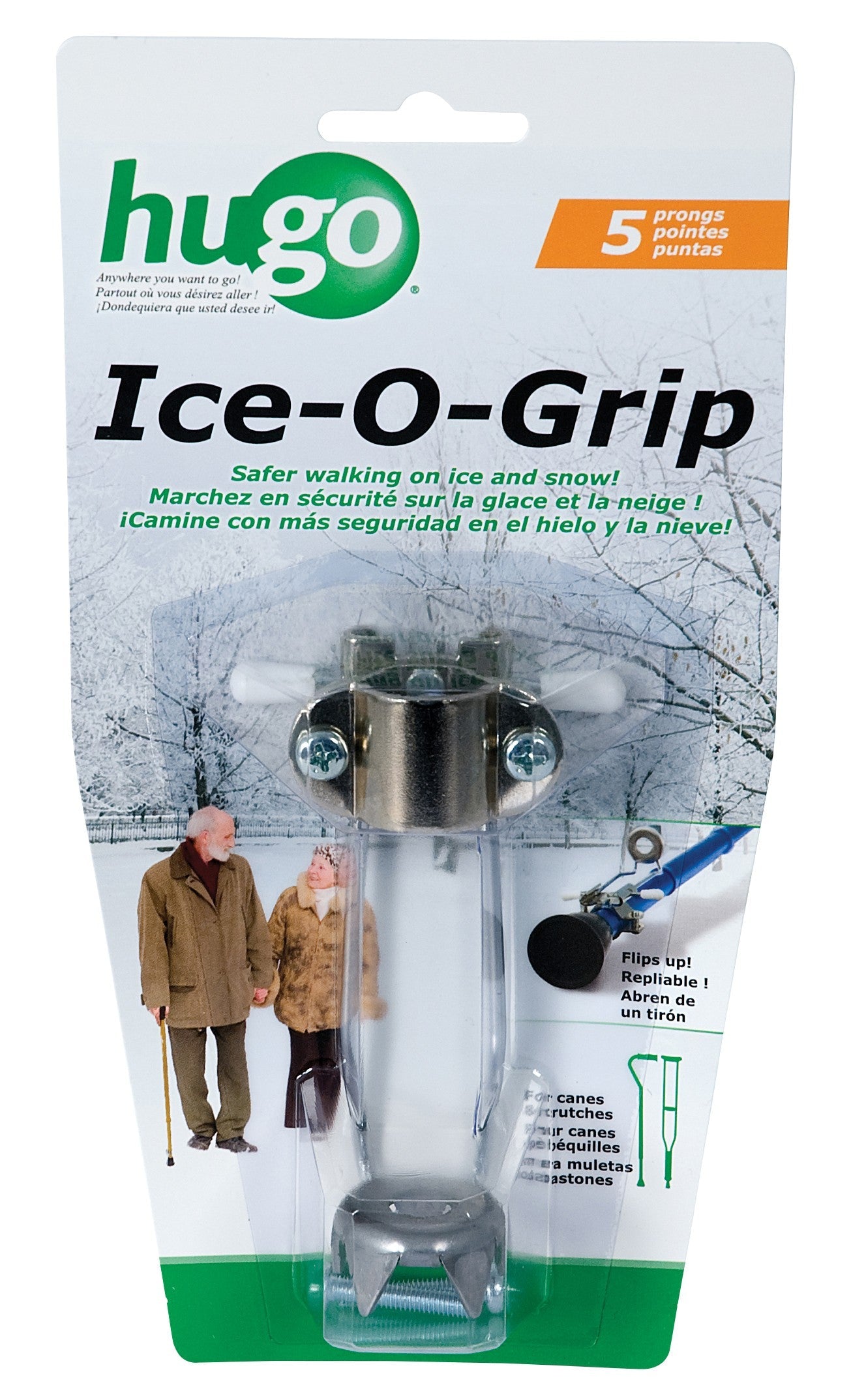 Ice-O-Grip Cane Tip with 5 Ice Gripping Prongs