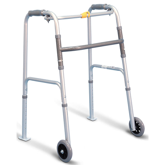 Airgo One Touch Button Folding Walker with 5" Wheels and Glide Skis