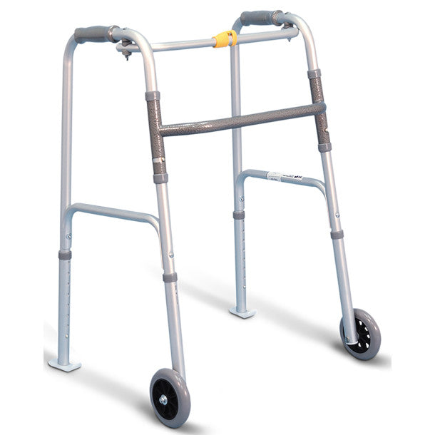 Airgo One Touch Button Folding Walker with 5" Wheels and Glide Skis