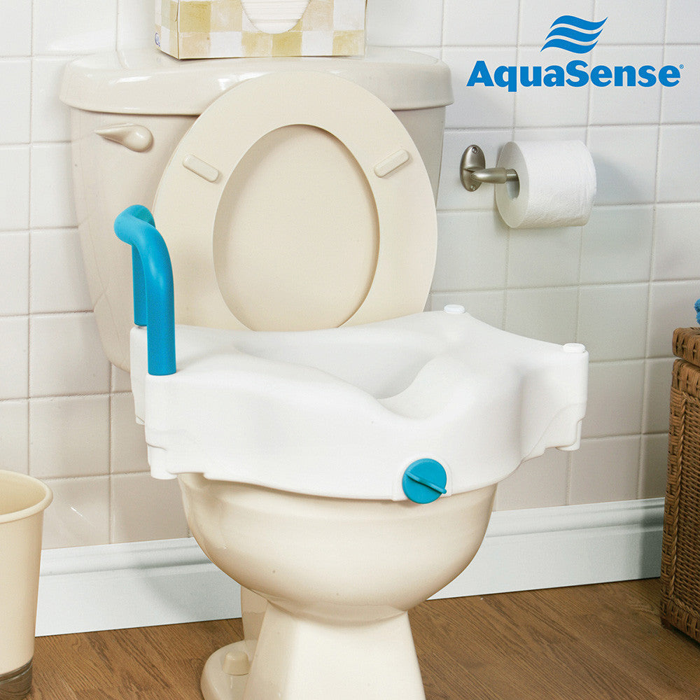 3-Way Raised Toilet Seat, White, 4" by Aquasense