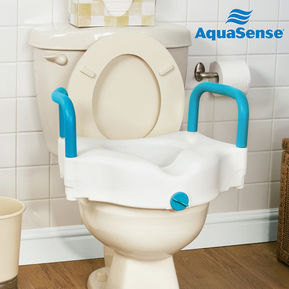 3-Way Raised Toilet Seat, White, 4" by Aquasense