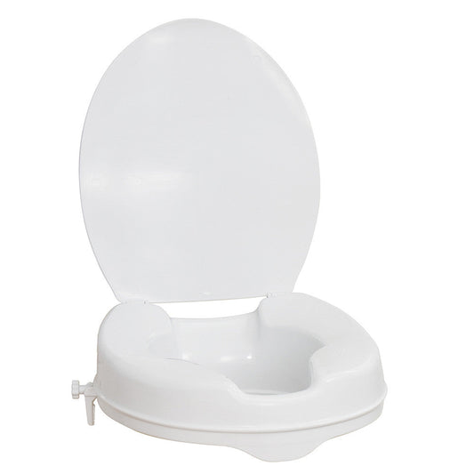 Raised Toilet Seat with Lid, White, 2"