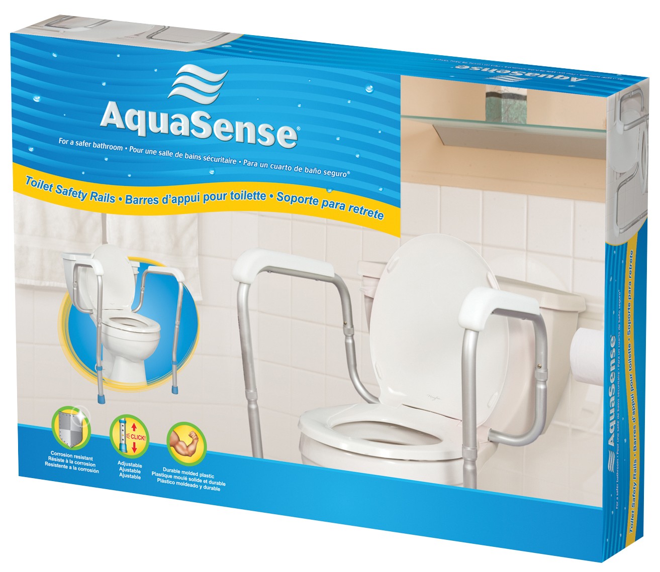 AquaSense Adjustable Toilet Safety Rails, to Floor