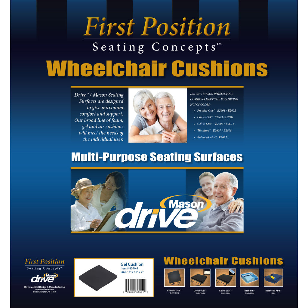 Gel-U-Seat™  Lite General Use 2" Gel/Foam Wheelchair Cushion