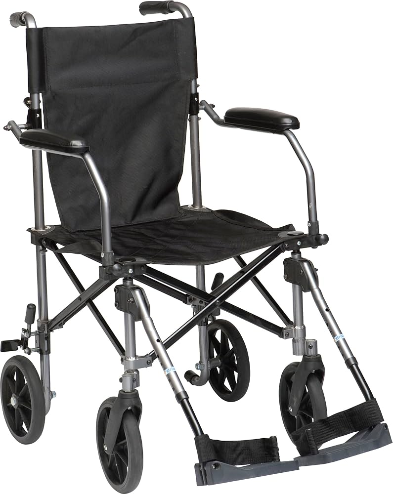 Drive Medical Travelite Chair in a Bag Transport Wheelchair – Portable, Flip-Up Arms, 250 lb