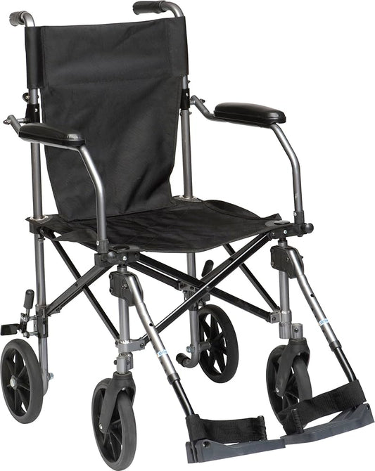 Drive Medical Travelite Chair in a Bag Transport Wheelchair – Portable, Flip-Up Arms, 250 lb