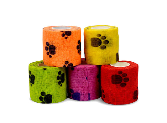 Ritmed® Cohesive Bandage Rolls Pawprints 36/Box,  2IN x 5YD A2061-PPA