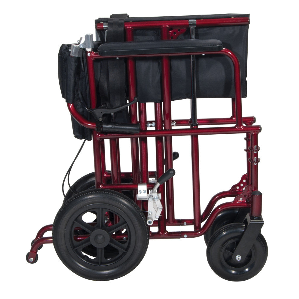 Drive Medical Bariatric Aluminum Transport Chair – 22" Seat, Flat-Free Wheels, 450 lb