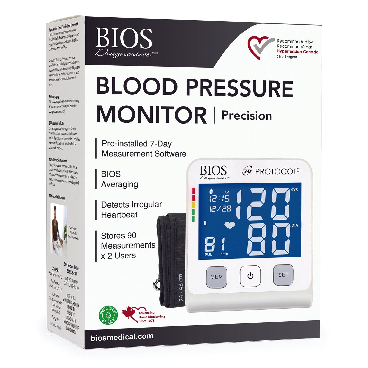BIOS BD240 Precision Blood Pressure Monitor with 7-Day Protocol and 10-Year Warranty