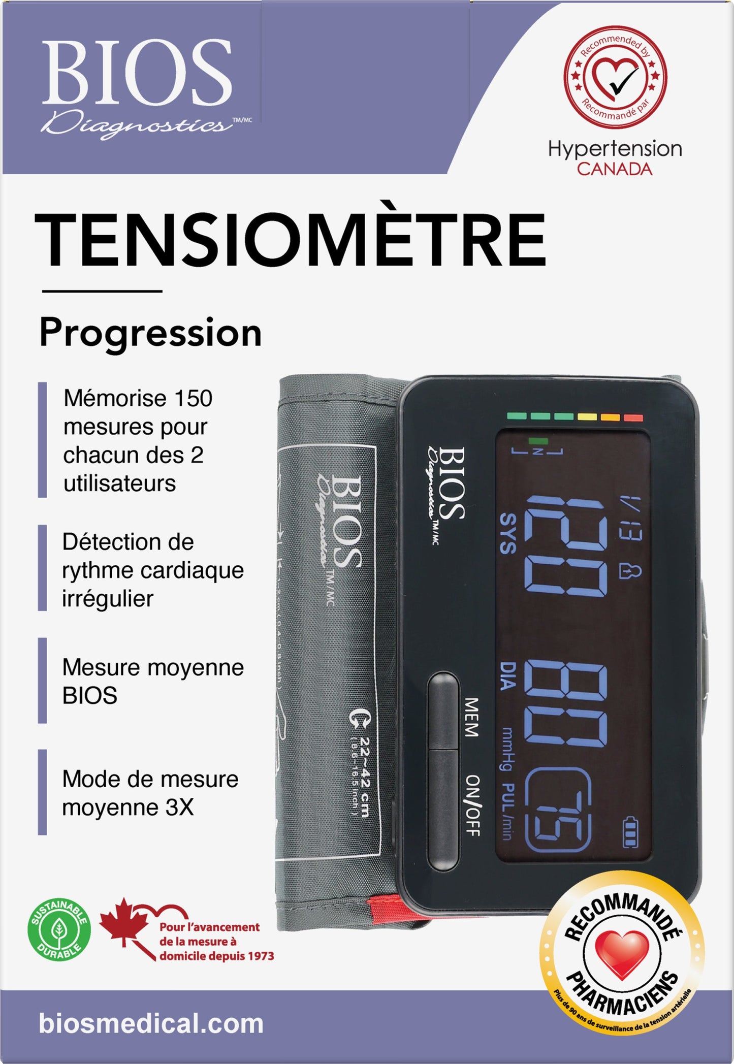 BIOS BD255 Progression Tubeless Blood Pressure Monitor for 2 Users
