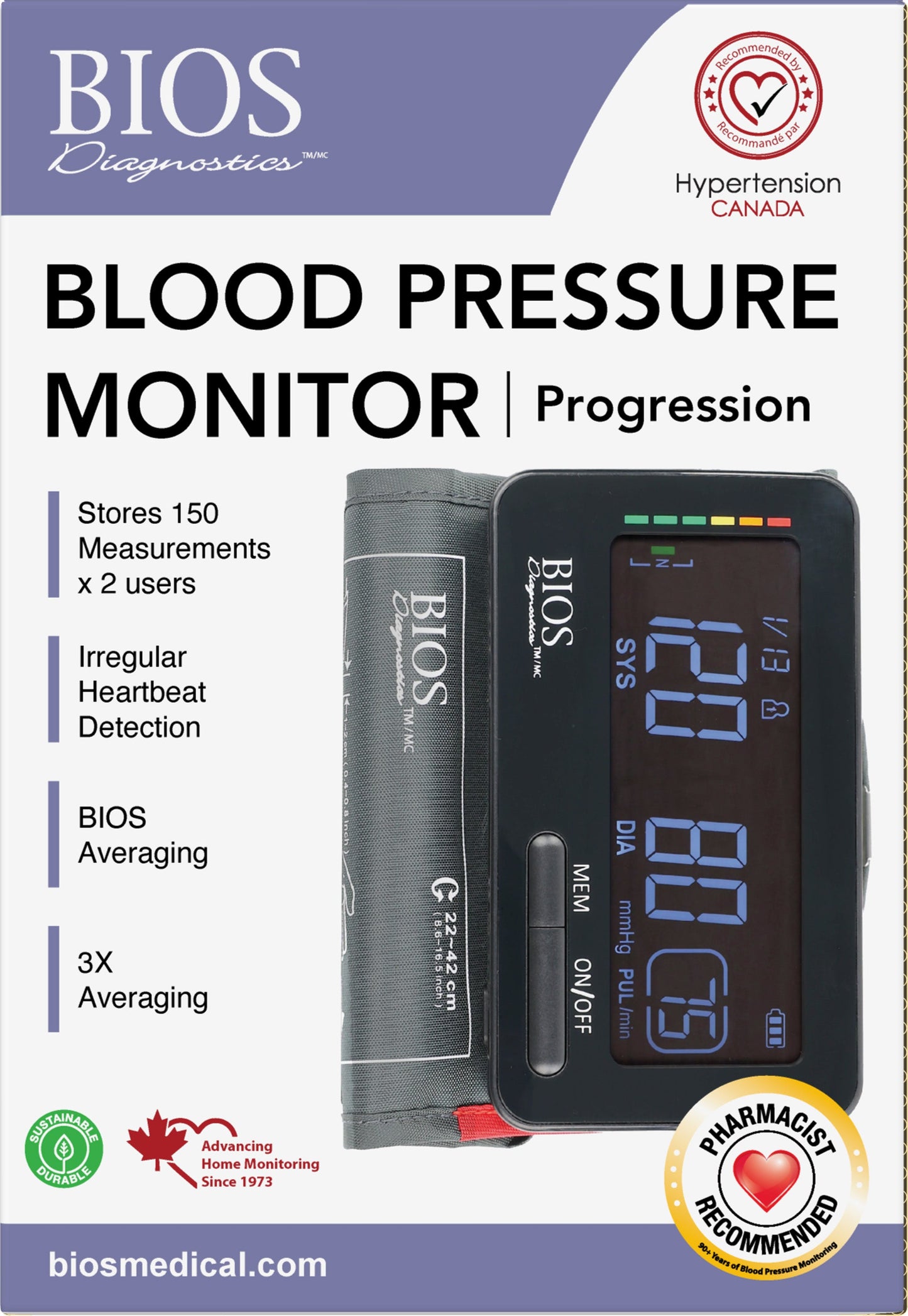 BIOS BD255 Progression Tubeless Blood Pressure Monitor for 2 Users