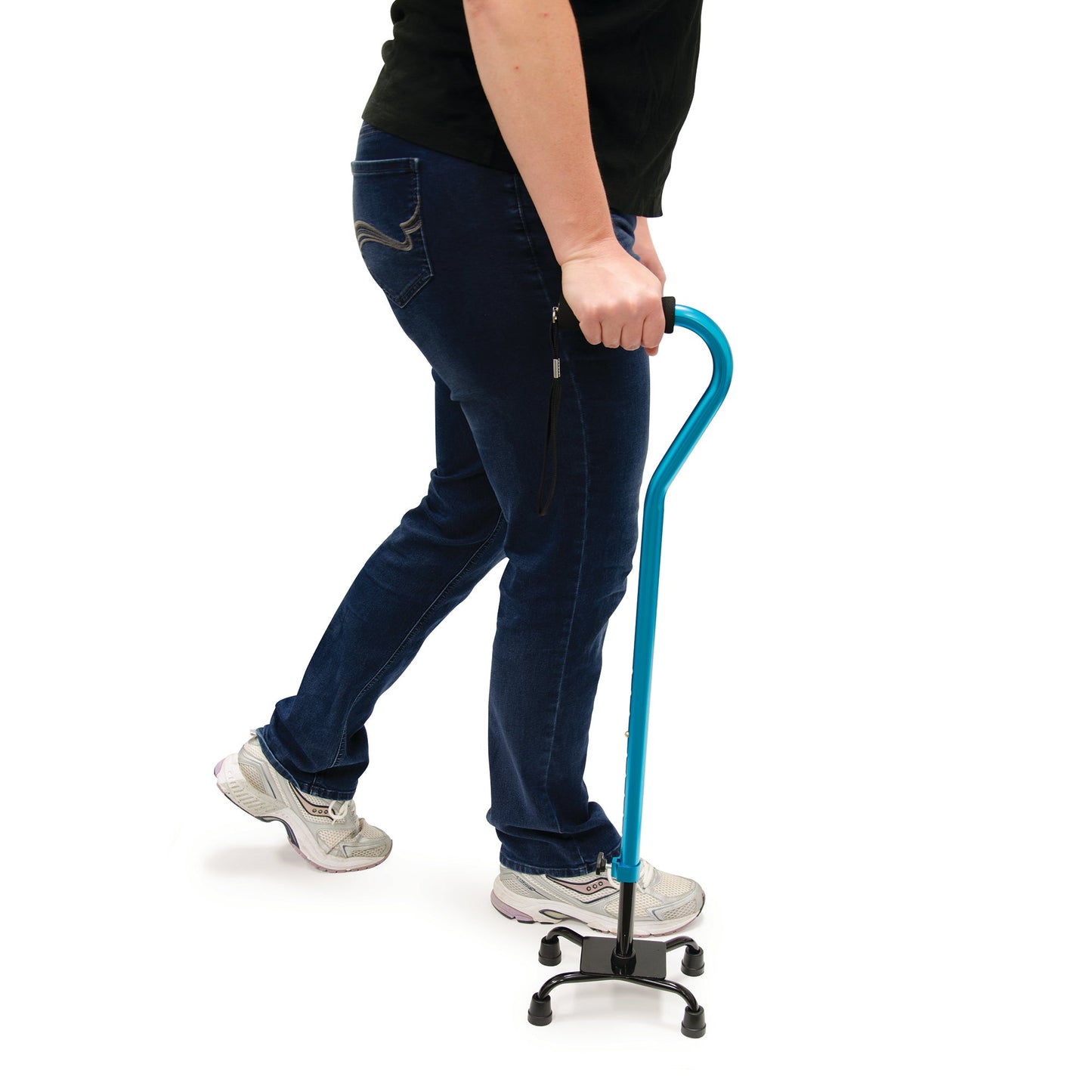 BIOS Living Quad Cane with K-Style Base and Adjustable Height