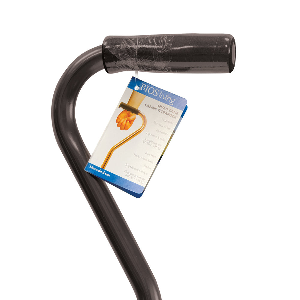 BIOS Living Quad Cane with K-Style Base and Adjustable Height