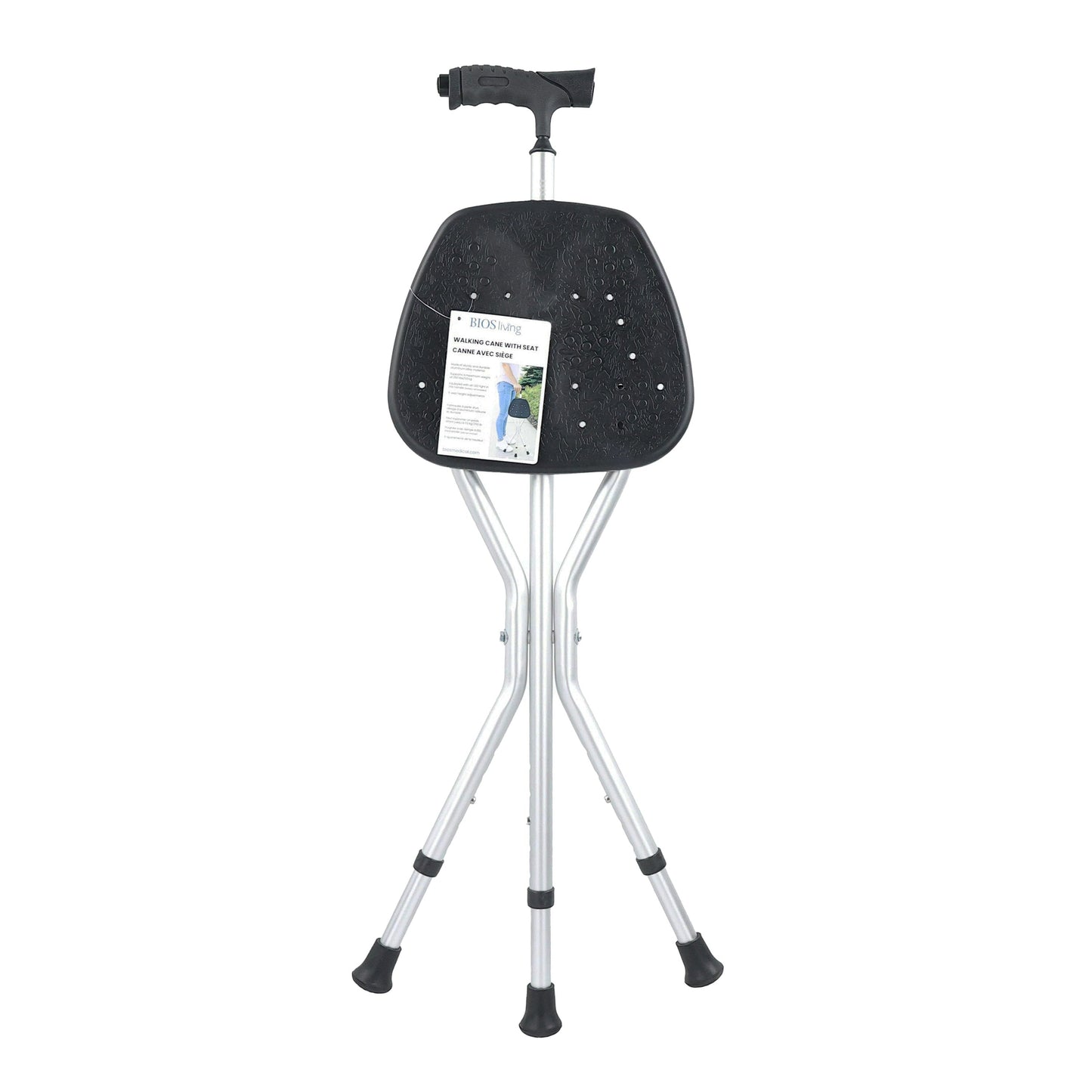 BIOS Living Walking Cane with Built-In Seat and LED Handle Light