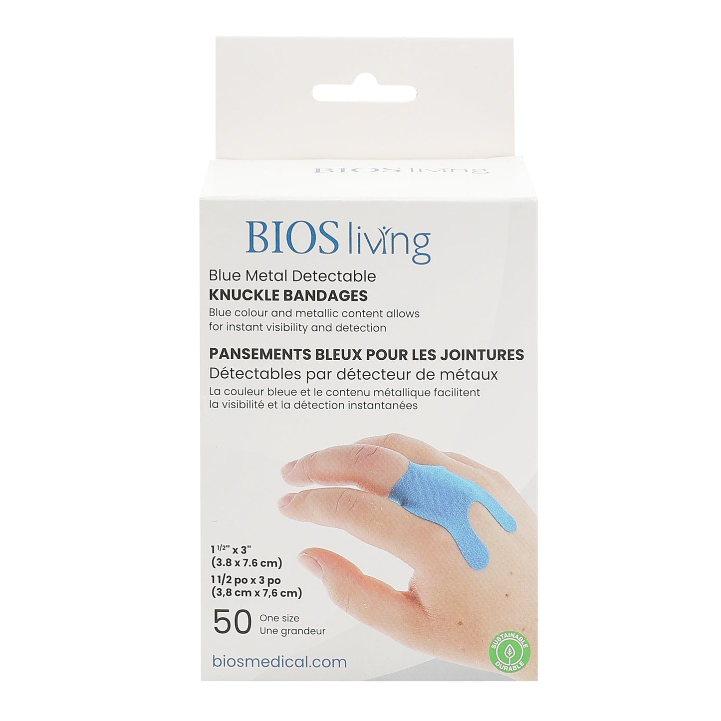 Blue Metal Detectable Knuckle Bandages (Pack of 50)