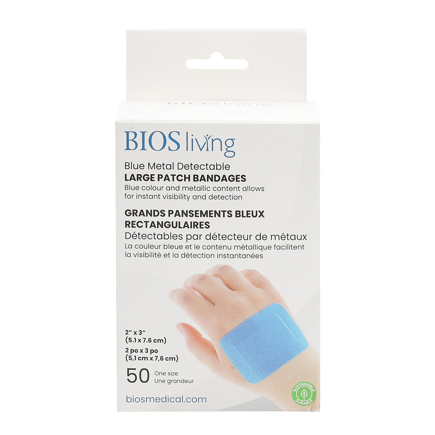 Blue Metal Detectable Large Patch Bandages (Pack of 50)