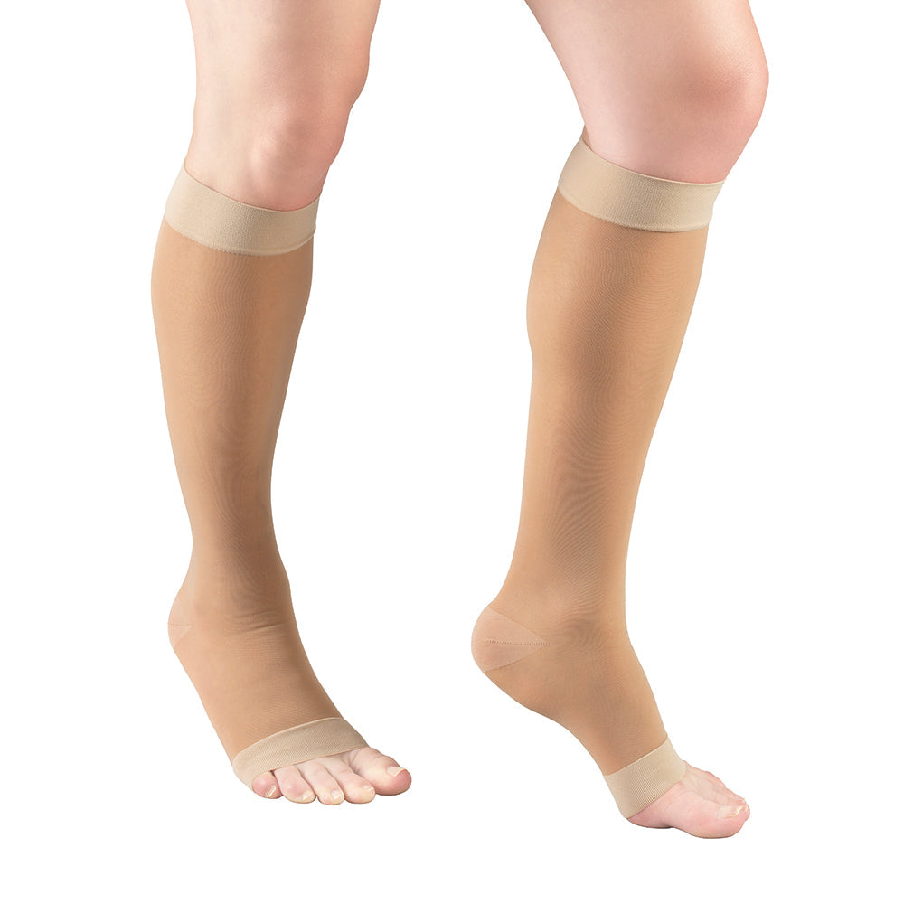 Ladies' Sheer Knee High Open Toe Stockings/1772 15-20 mmHg