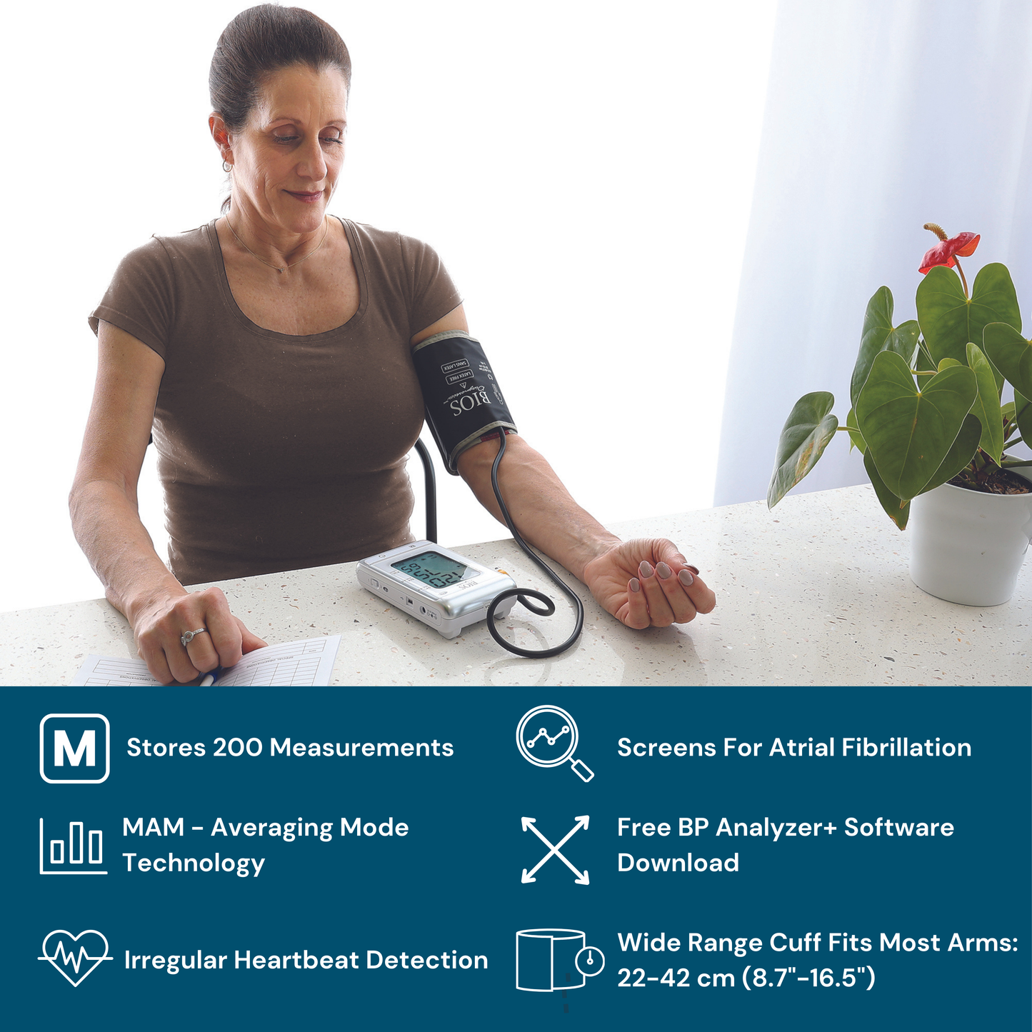 BIOS BD350 Blood Pressure Monitor with AFIB Screening and MAM Technology