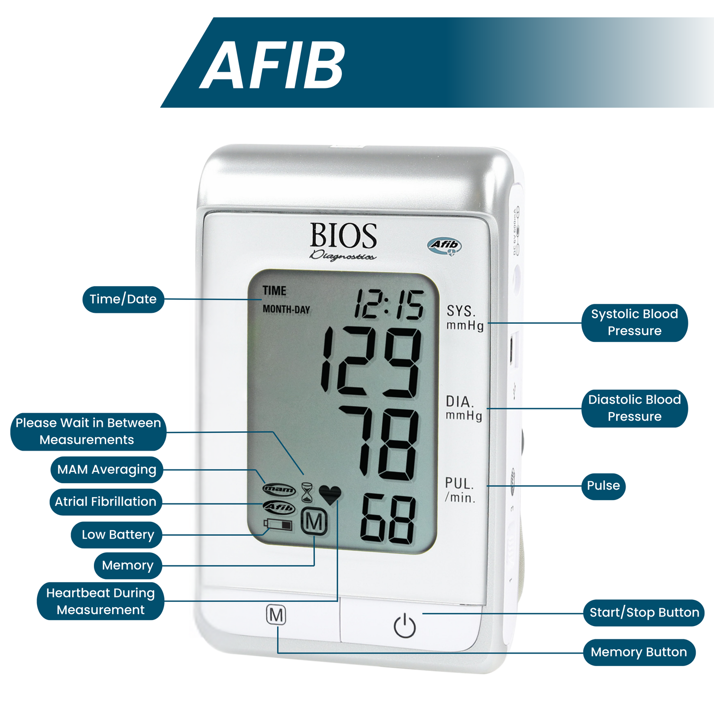 BIOS BD350 Blood Pressure Monitor with AFIB Screening and MAM Technology