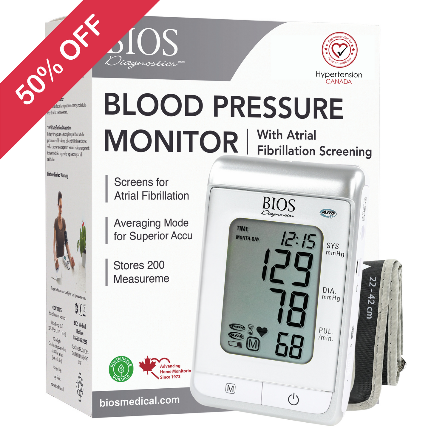 BIOS BD350 Blood Pressure Monitor with AFIB Screening and MAM Technology