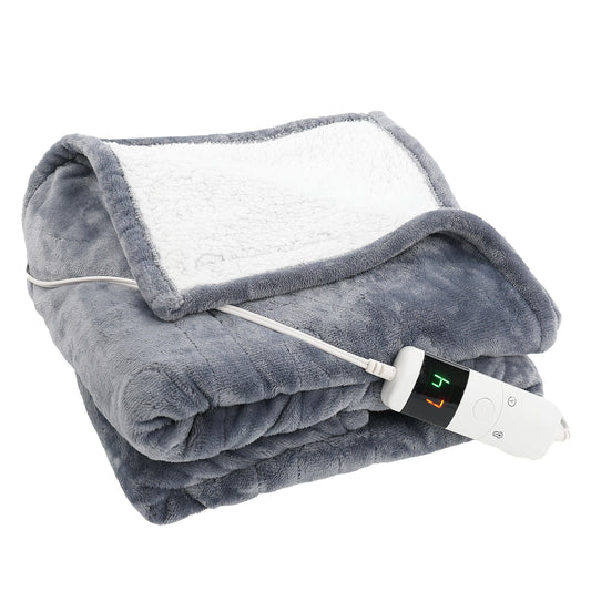 BIOS Living Flannel and Sherpa Electric Heated Throw with 10 Heat Settings